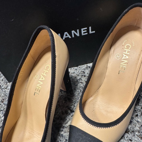 CHANEL Women's Two-Tone Heels in Tan and Black - Picture 3 of 14